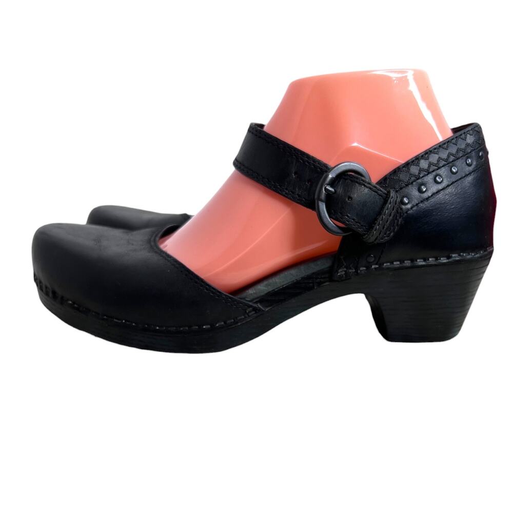 DANSKO Makenna Mary Jane Pumps Closed Toe Ankle Strap in Black Leather W's Sz 39 - Picture 2 of 16